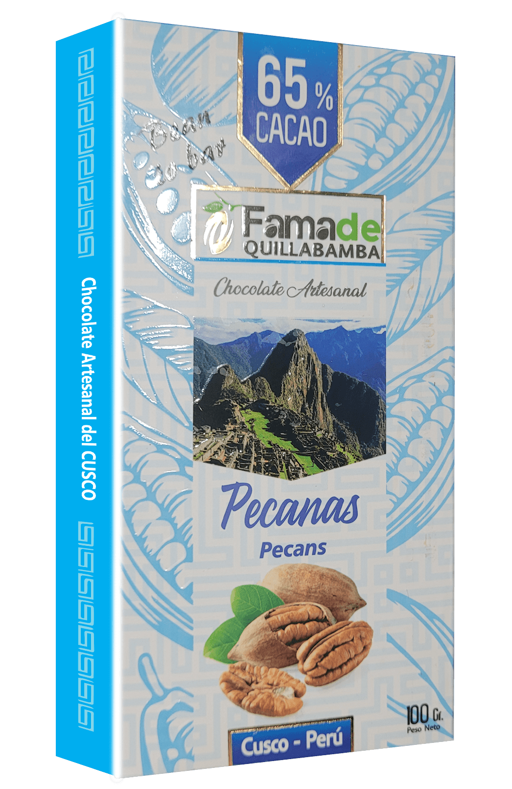 CHOCOLATE 65% - Chocolate con Pecanas - Barra 100g - Vista 2