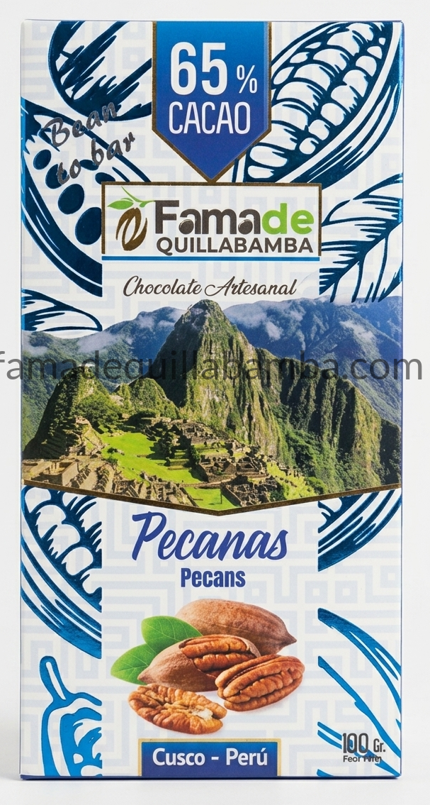 CHOCOLATE 65% - Chocolate con Pecanas - Barra 100 gr