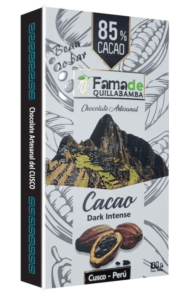 Barra de Cacao Intenso 85% de 100 gramos, chocolate artesanal de Fama de Quillabamba