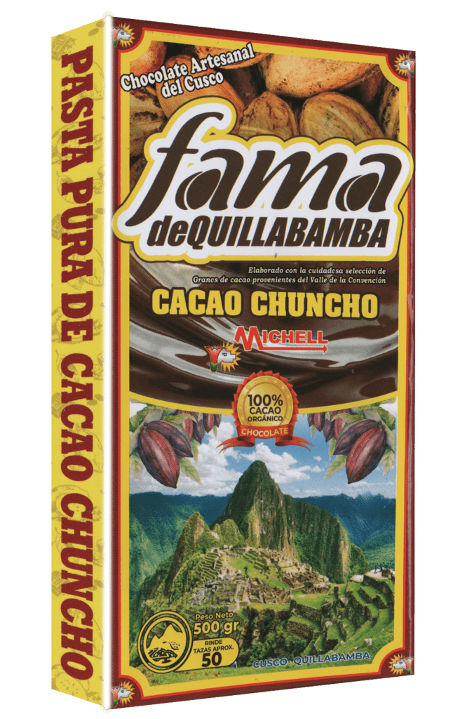aPasta pura de cacao chuncho de Fama de Quillabamba, Cusco, presentación 500g