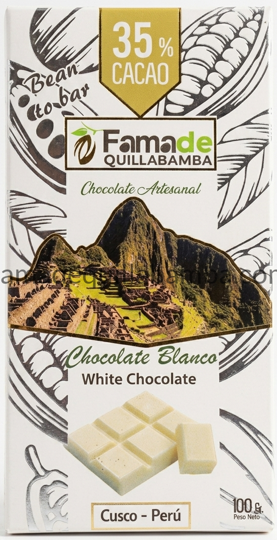 Chocolate Blanco Artesanal 35% Cacao | Barra 100 g - Fama de Quillabamba