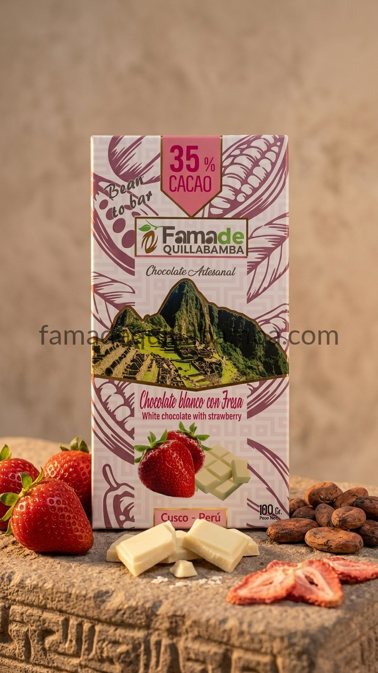 CHOCOLATE 35% - Chocolate Blanco con Fresa - Barra 50g - Vista 2