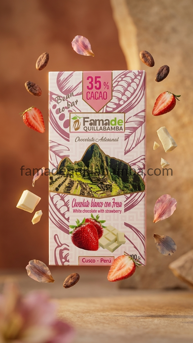 CHOCOLATE 35% - Chocolate Blanco con Fresa - Barra 50g - Vista 3