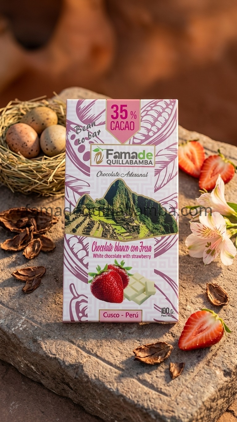 CHOCOLATE 35% - Chocolate Blanco con Fresa - Barra 50g - Vista 4