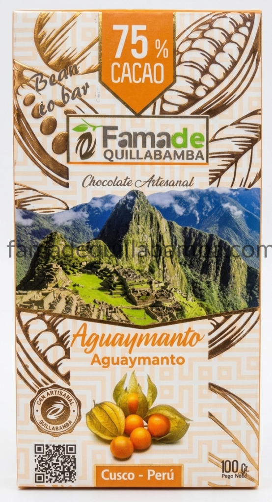 CHOCOLATE 75% - Chocolate con Aguaymanto - Barra 100 gr