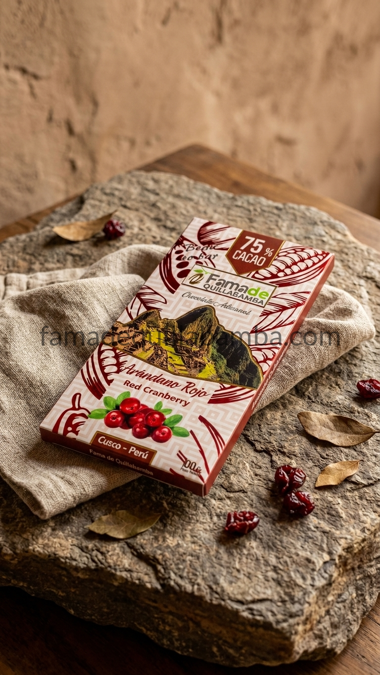 CHOCOLATE 75% - Chocolate con Arándano Rojo - Barra 50g - Vista 3