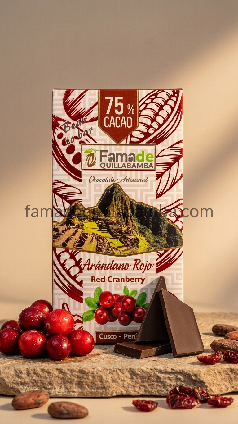 CHOCOLATE 75% - Chocolate con Arándano Rojo - Barra 50g - Vista 4