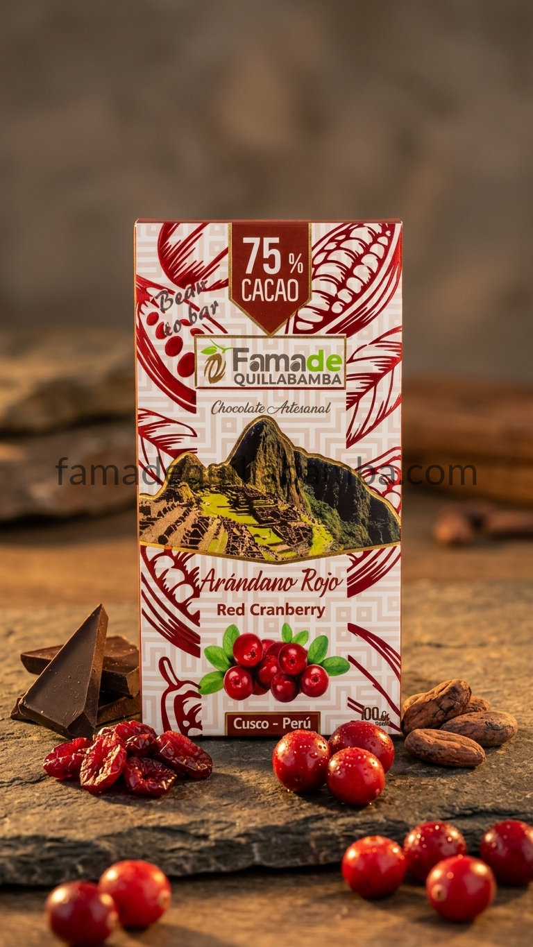 CHOCOLATE 75% - Chocolate con Arándano Rojo - Barra 50g - Vista 7