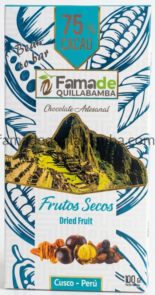 Chocolate con Frutos Secos 75% Cacao | Barra 100 g - Fama de Quillabamba