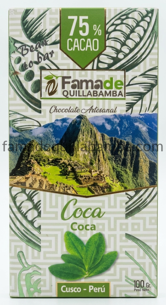 CHOCOLATE 75% - Chocolate con Hoja de Coca - Barra 100 gr