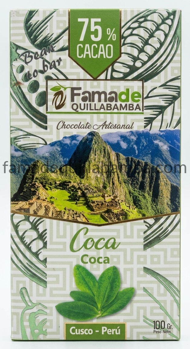 CHOCOLATE 75% - Chocolate con Hoja de Coca - Barra 100 gr