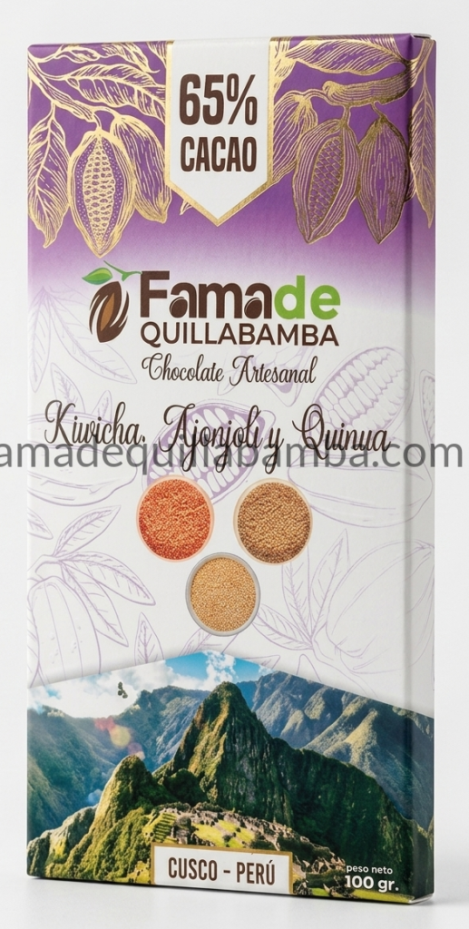 CHOCOLATE 65% - Chocolate con Kiwicha, Ajonjolí y Quinua - Barra 100 gr