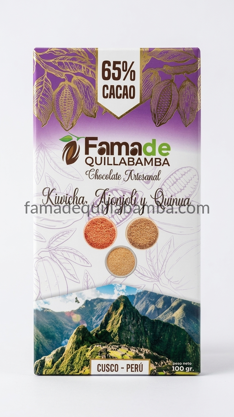 CHOCOLATE 65% - Chocolate con Kiwicha, Ajonjolí y Quinua - Barra 100g - Vista 3