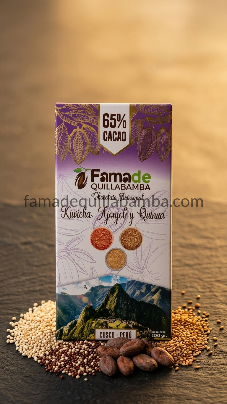 CHOCOLATE 65% - Chocolate con Kiwicha, Ajonjolí y Quinua - Barra 100g - Vista 4