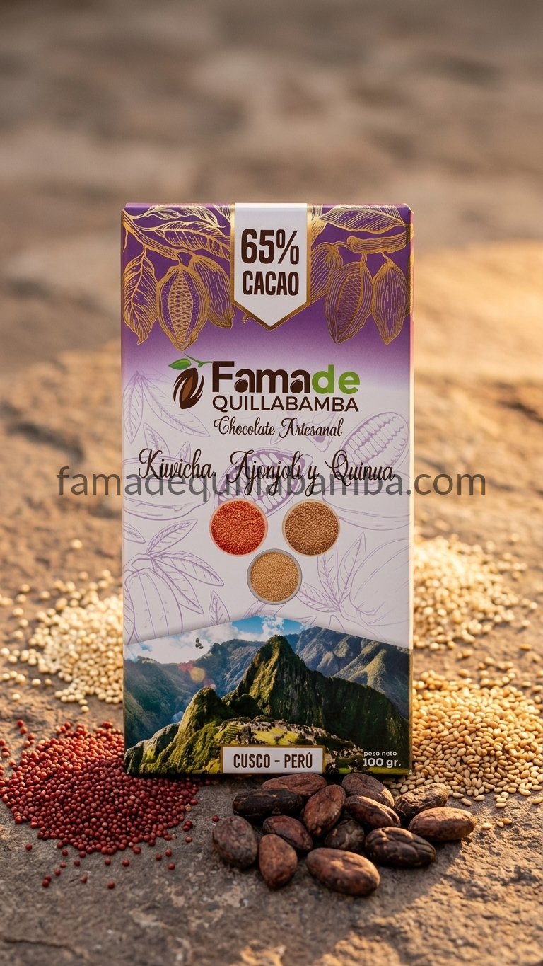 CHOCOLATE 65% - Chocolate con Kiwicha, Ajonjolí y Quinua - Barra 100g - Vista 8