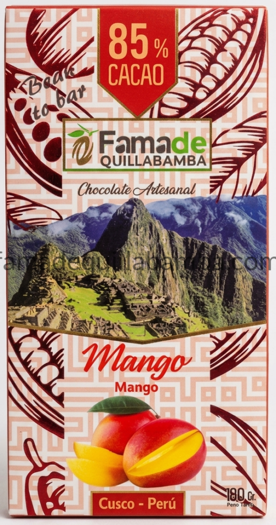 Chocolate con Mango 85% Cacao | Barra 100 g - Fama de Quillabamba
