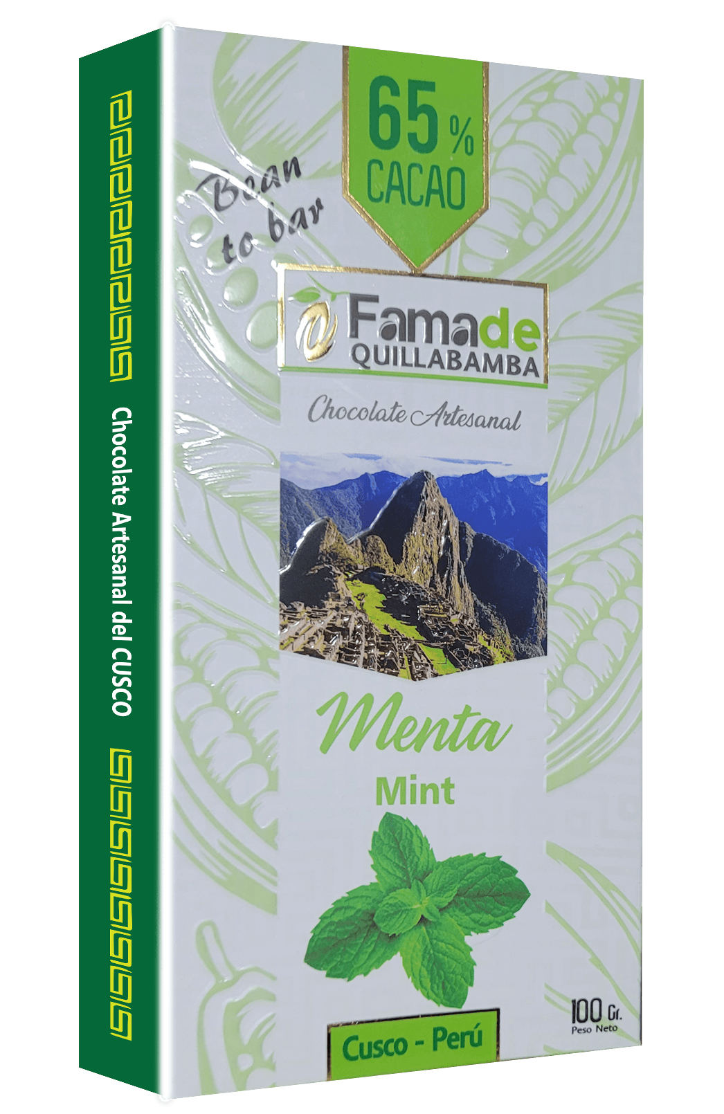 CHOCOLATE 65% - Chocolate con Menta - Barra 50g - Vista 2