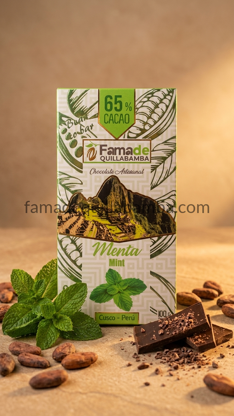 CHOCOLATE 65% - Chocolate con Menta - Barra 50g - Vista 3
