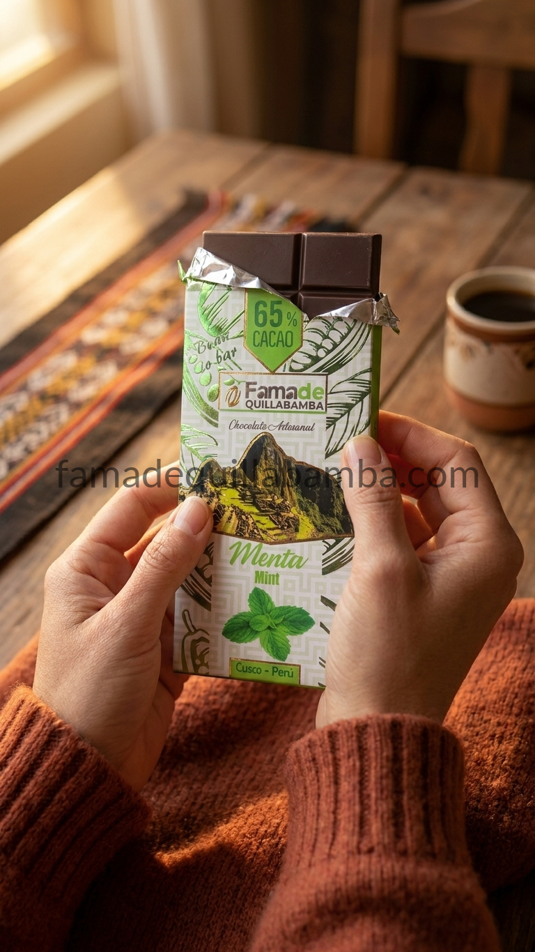 CHOCOLATE 65% - Chocolate con Menta - Barra 50g - Vista 4