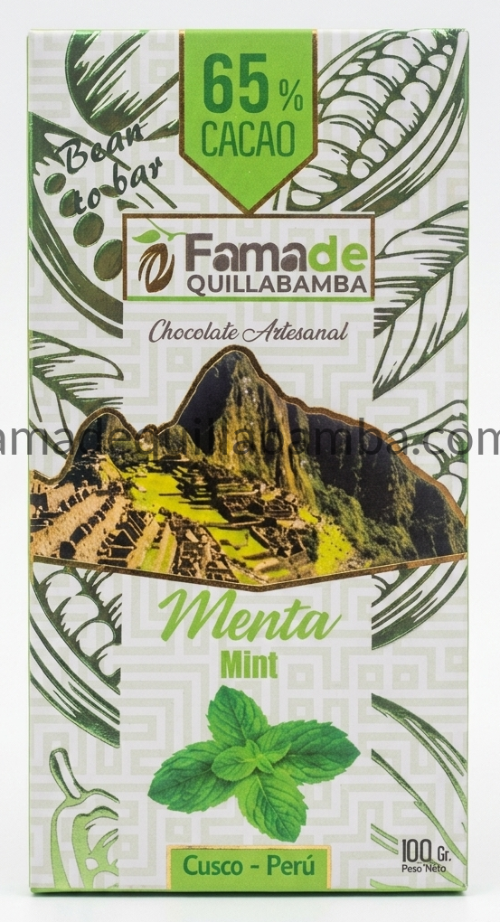 CHOCOLATE 65% - Chocolate con Menta - Barra 50 gr