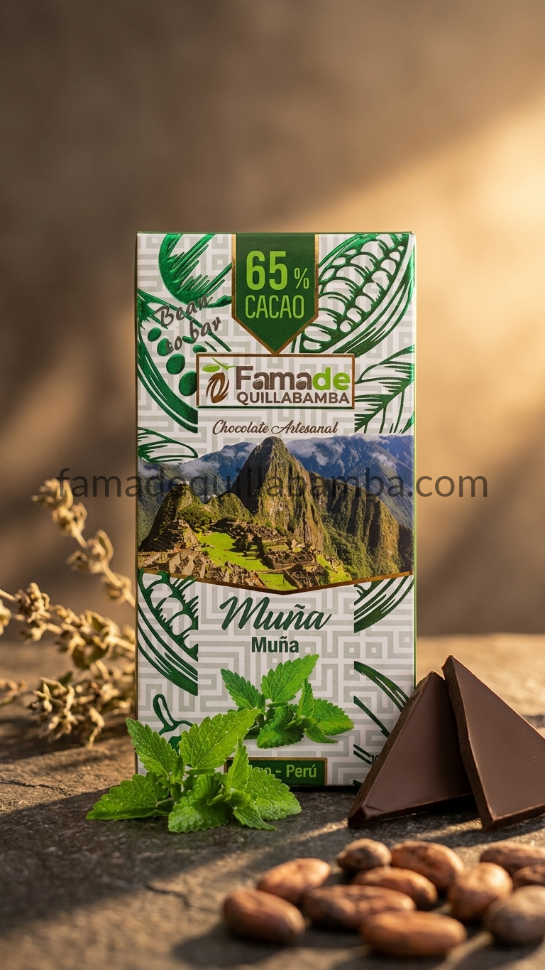 CHOCOLATE 65% - Chocolate con Muña - Barra 100g - Vista 3