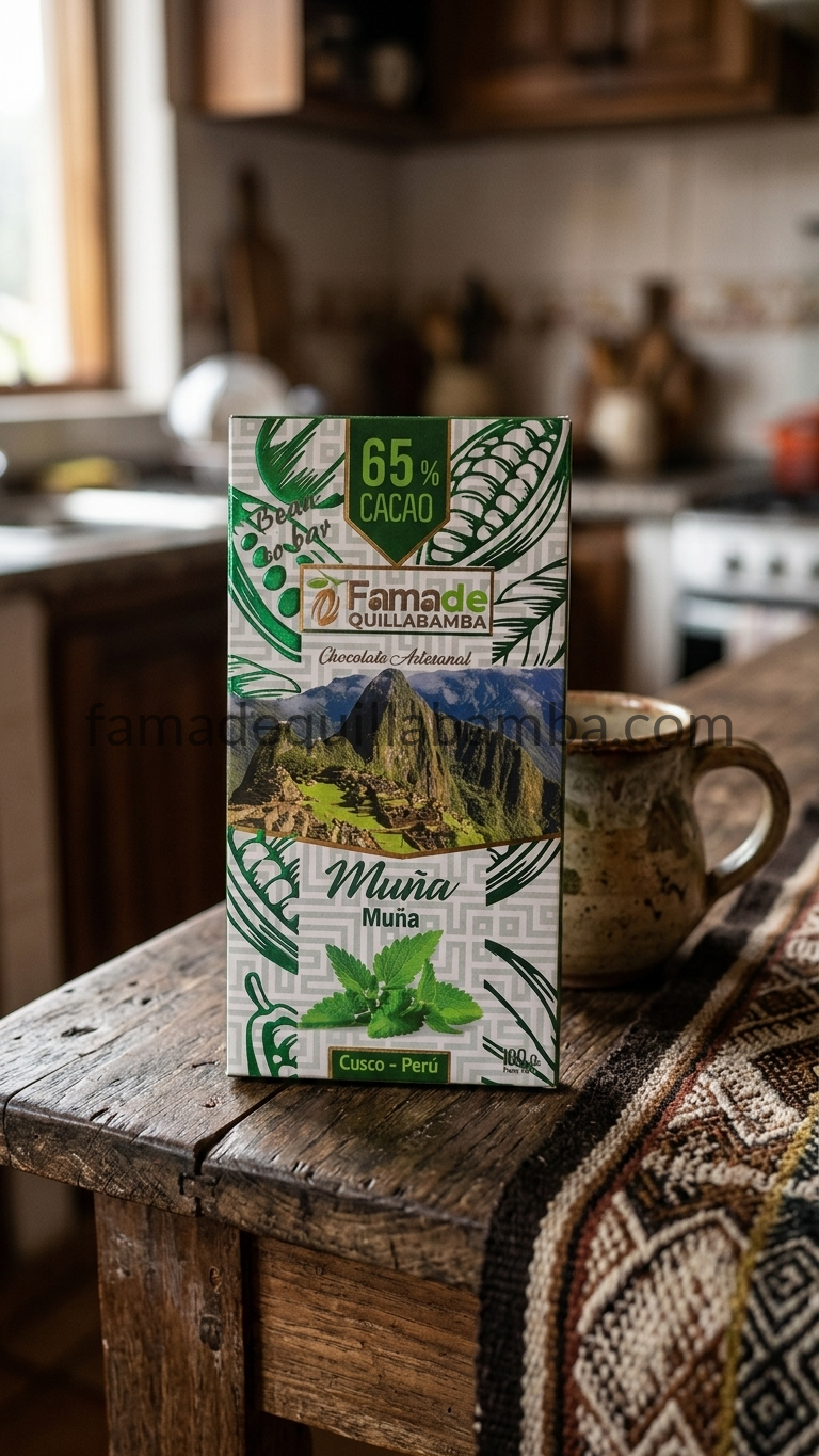 CHOCOLATE 65% - Chocolate con Muña - Barra 100g - Vista 4