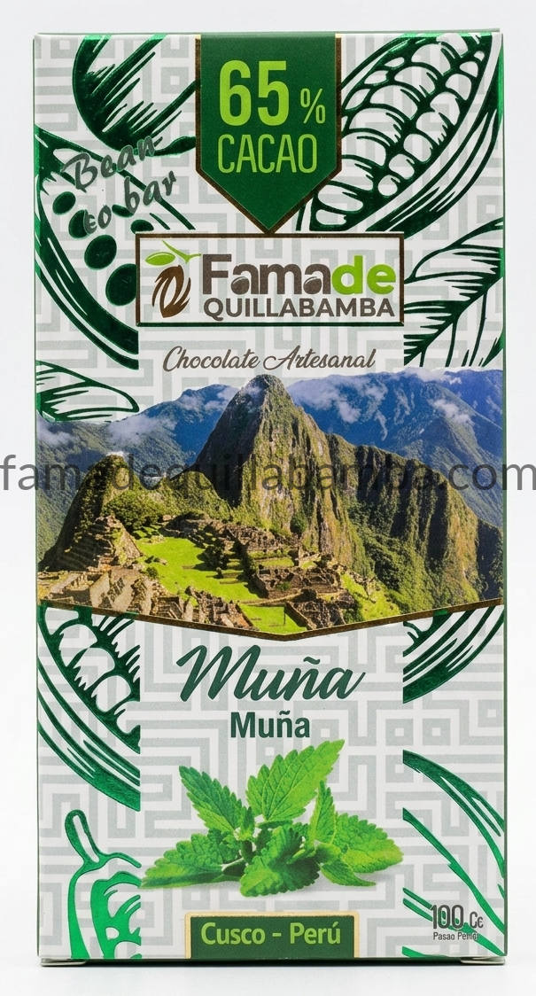 CHOCOLATE 65% - Chocolate con Muña - Barra 100 gr