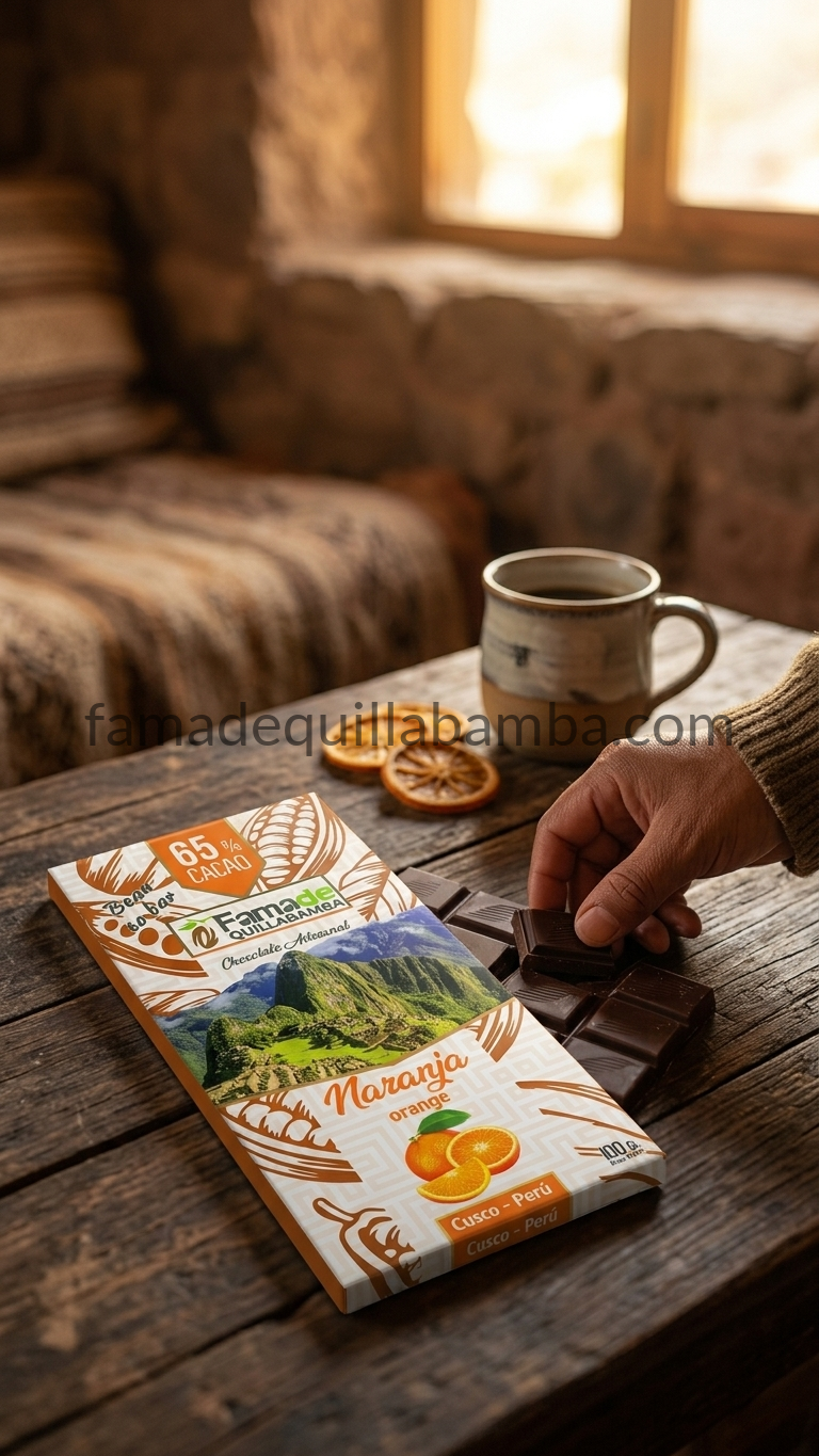 CHOCOLATE 65% - Chocolate con Naranja - Barra Artesanal 100g - Vista 4
