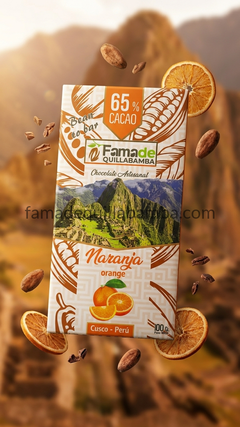 CHOCOLATE 65% - Chocolate con Naranja - Barra Artesanal 100g - Vista 5