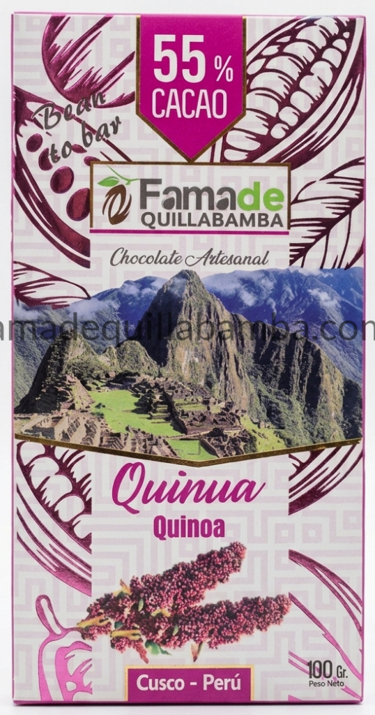 Chocolate con Quinua 55% Cacao | Barra 100 g - Fama de Quillabamba