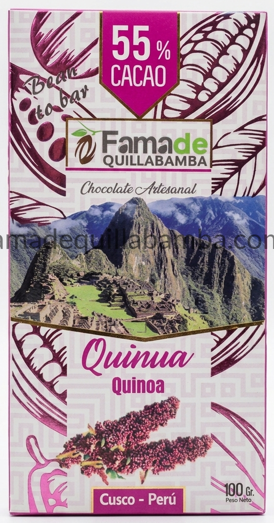 Chocolate con Quinua 55% Cacao | Barra 100 g - Fama de Quillabamba
