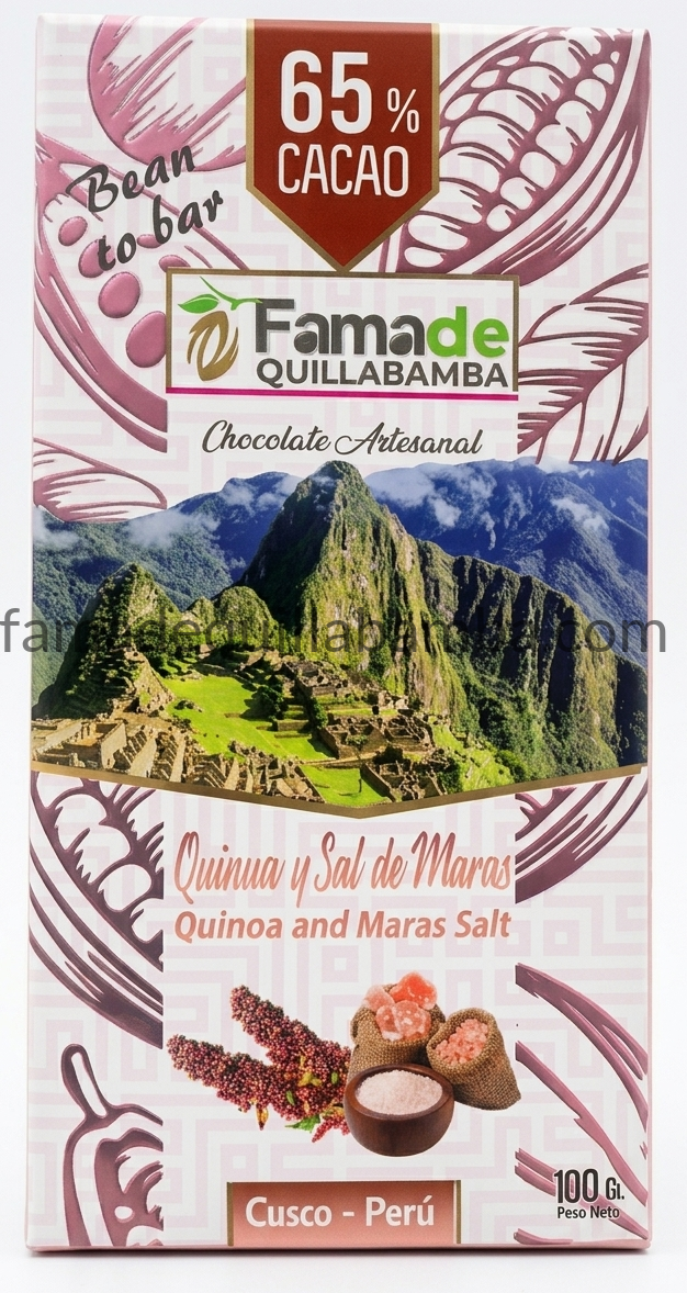 CHOCOLATE 65% - Chocolate con Quinua y Sal de Maras - Barra 100 gr