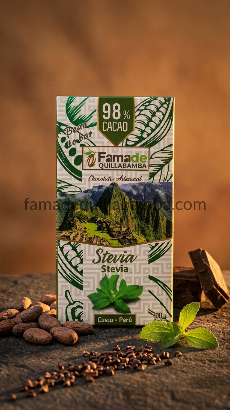 CHOCOLATE 98% - Chocolate con Stevia - Barra 100g - Vista 3