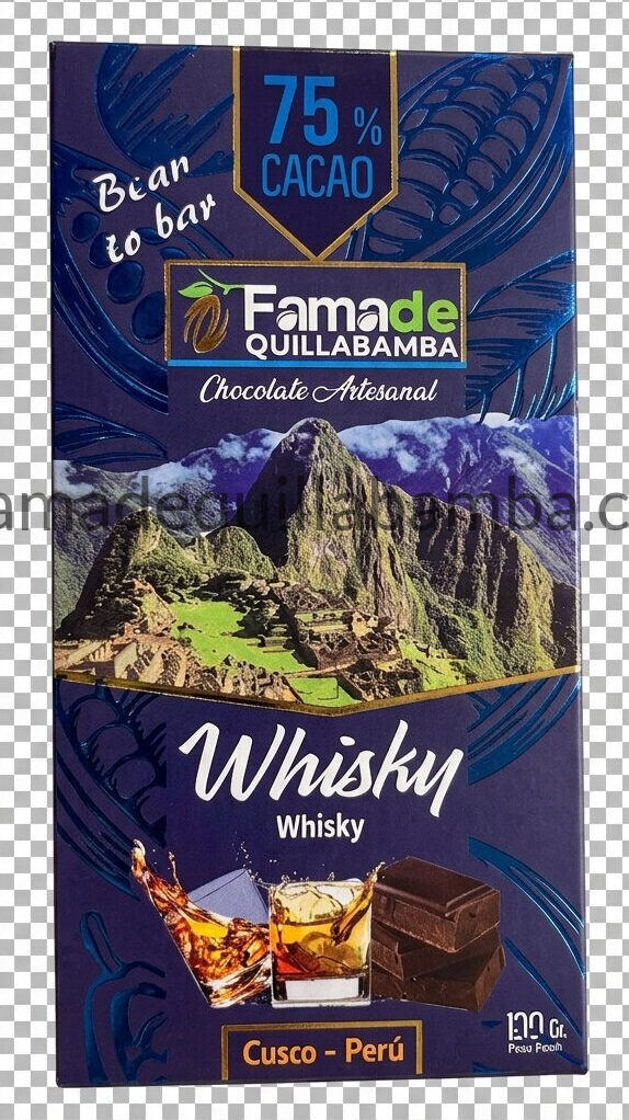 CHOCOLATE 75% - Chocolate Sabor Whisky - Barra Artesanal 100g - Vista 3