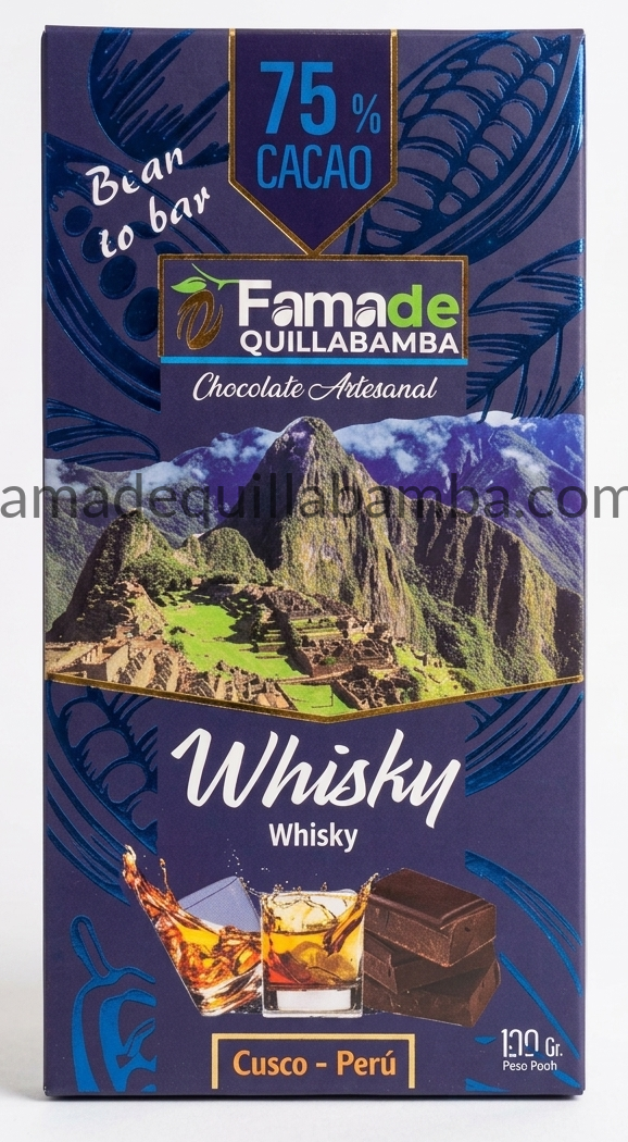 CHOCOLATE 75% - Chocolate Sabor Whisky - Barra Artesanal 100g