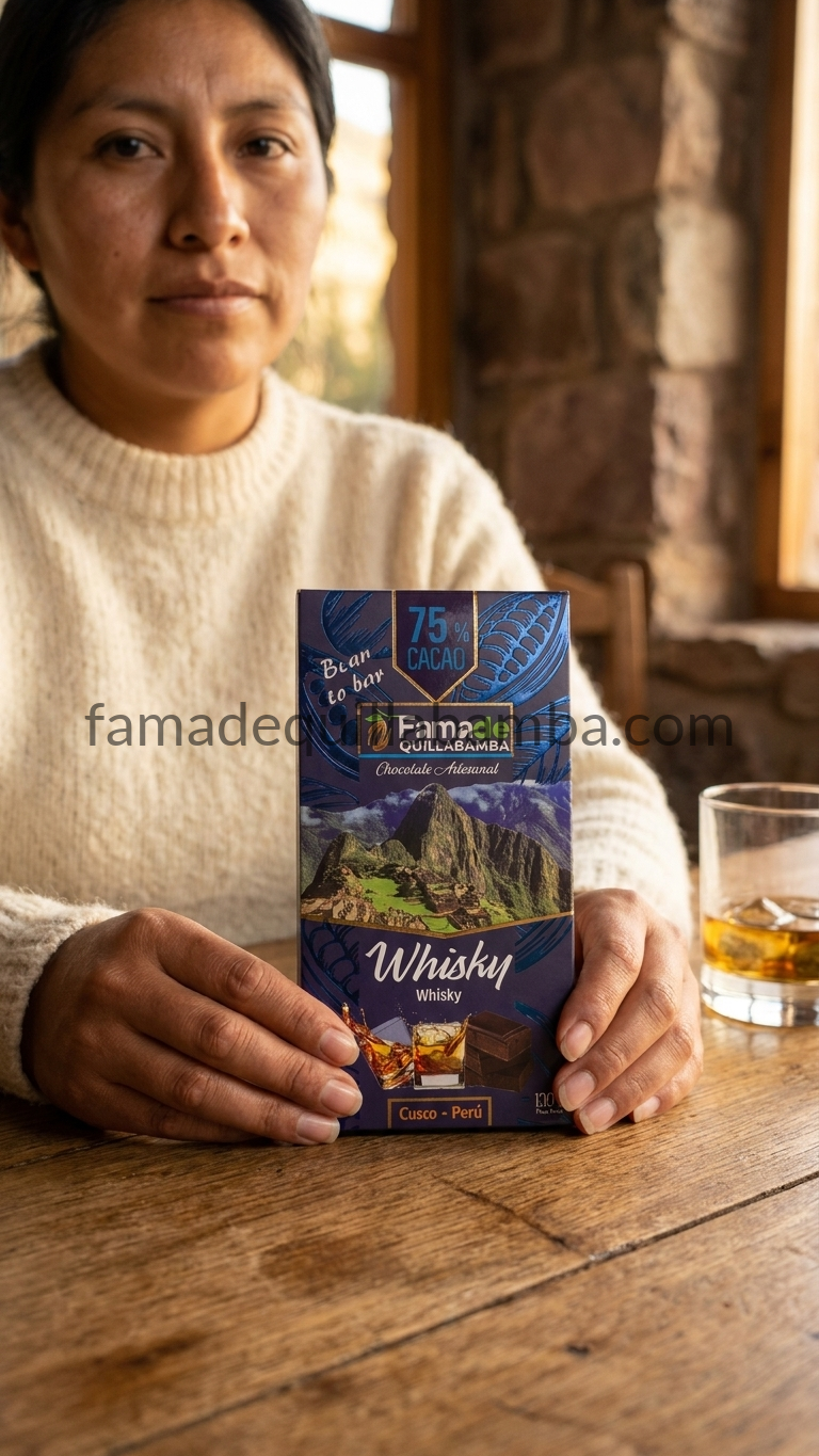 CHOCOLATE 75% - Chocolate Sabor Whisky - Barra Artesanal 100g - Vista 5