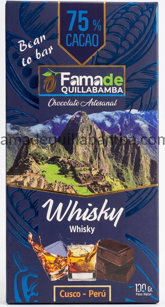 Chocolate Sabor Whisky 75% Cacao | Barra 100 g - Fama de Quillabamba