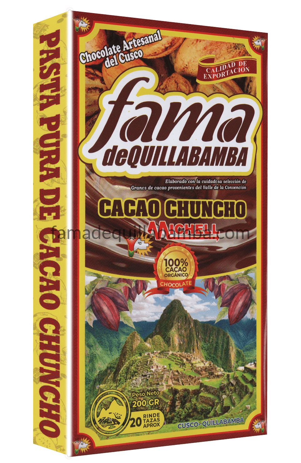 CACAO PURO - Pasta Pura de Cacao Chuncho - Chocolate 200g sin Azúcar