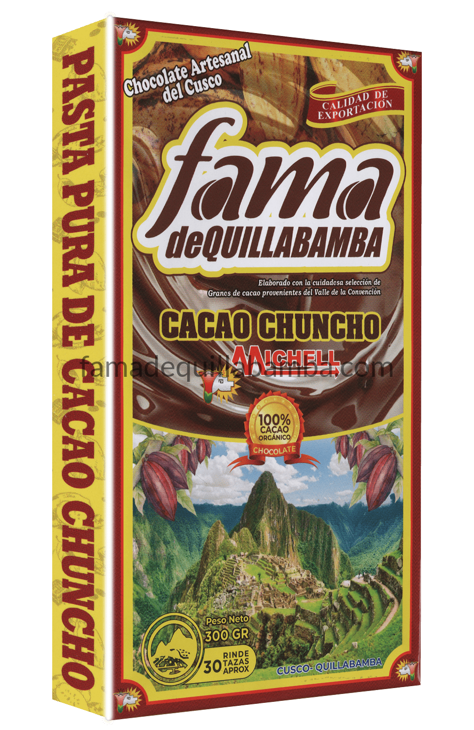CACAO PURO - Pasta Pura de Cacao Chuncho - Chocolate 300g sin Azúcar