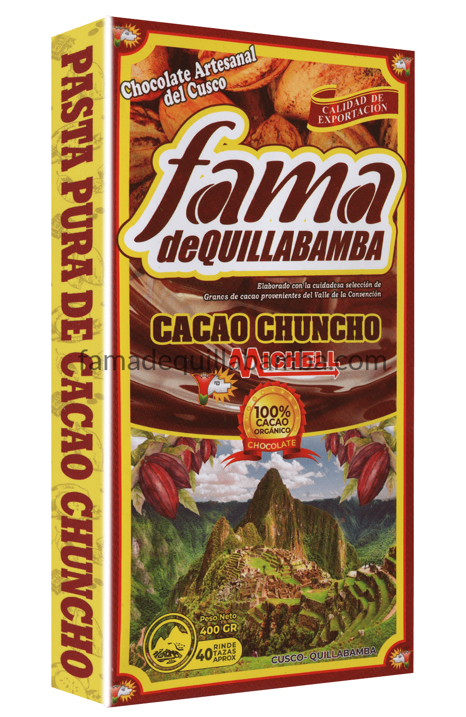 CACAO PURO - Pasta Pura de Cacao Chuncho - Chocolate 400g sin Azúcar