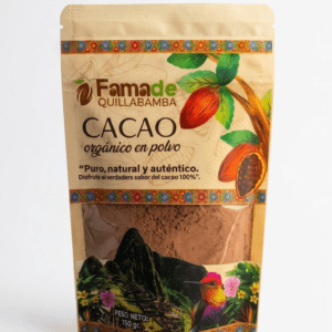 Cacao en polvo orgánico puro de Fama de Quillabamba, Cusco, ideal para chocolate caliente y reposteria