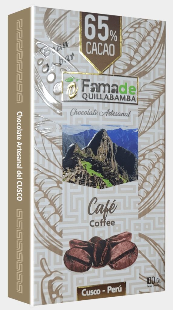 Barra de Chocolate Sabor Café 65% | Barra Artesanal 100g de 100 gramos, chocolate artesanal de Fama de Quillabamba, Cusco