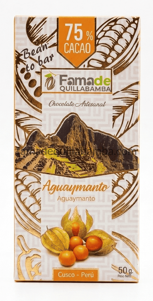 CHOCOLATE 75% - Chocolate con Aguaymanto - Barra 50 gr