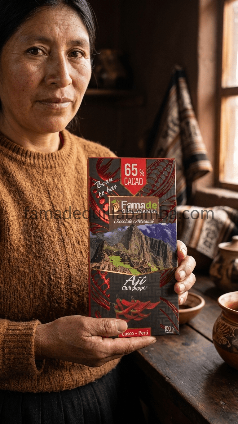 CHOCOLATE 65% - Chocolate con Ají - Barra Artesanal 100g - Vista 4
