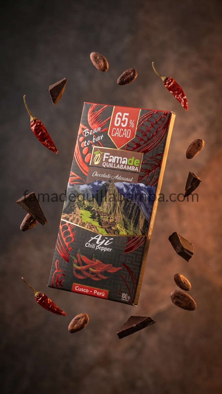 CHOCOLATE 65% - Chocolate con Ají - Barra Artesanal 100g - Vista 7
