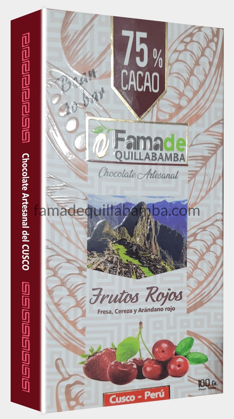 CHOCOLATE 75% - Chocolate con Frutos Rojos - Barra 100g - Vista 2
