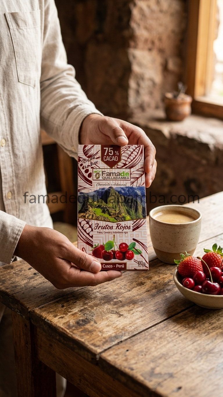 CHOCOLATE 75% - Chocolate con Frutos Rojos - Barra 100g - Vista 3