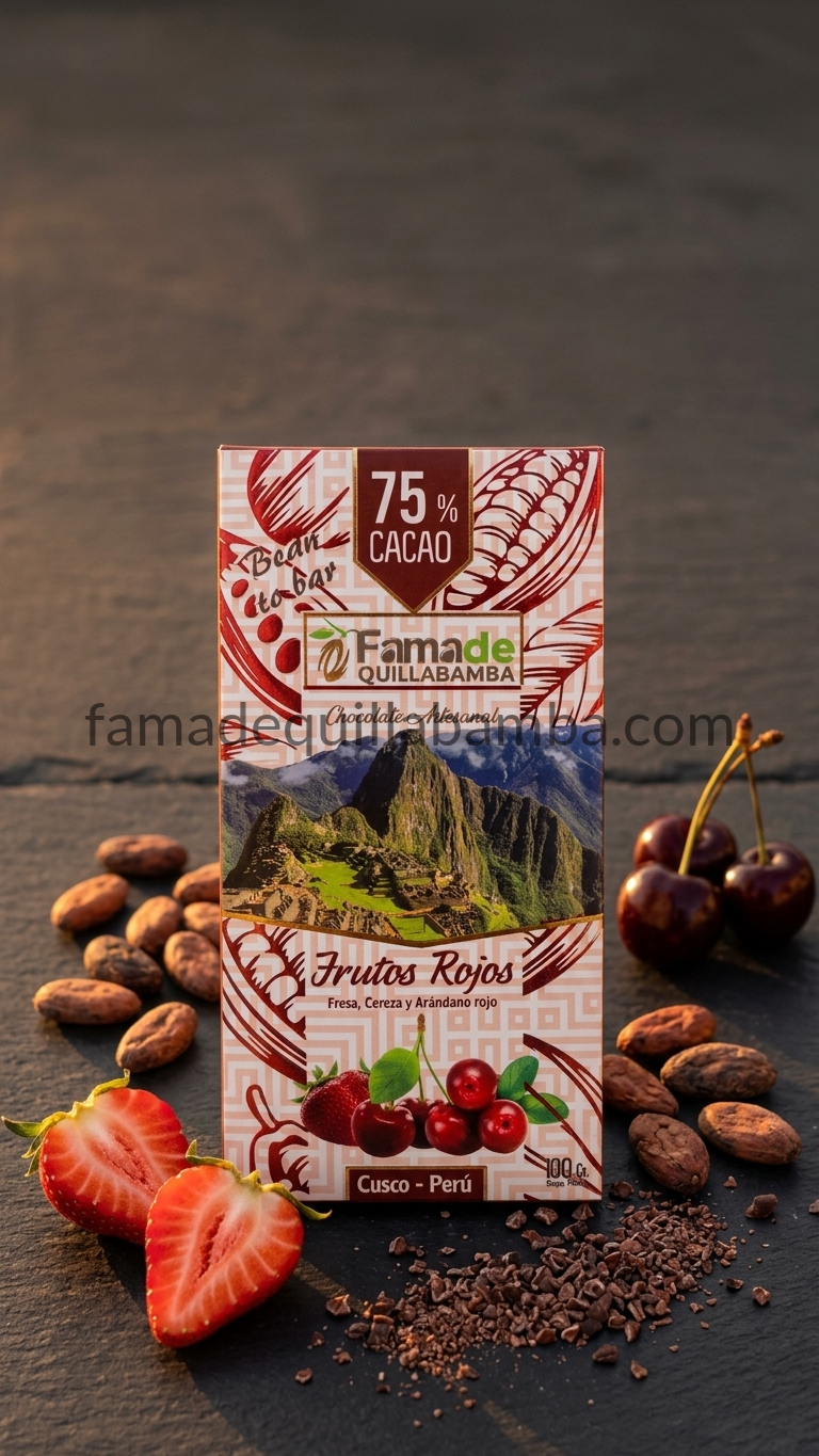 CHOCOLATE 75% - Chocolate con Frutos Rojos - Barra 100g - Vista 4