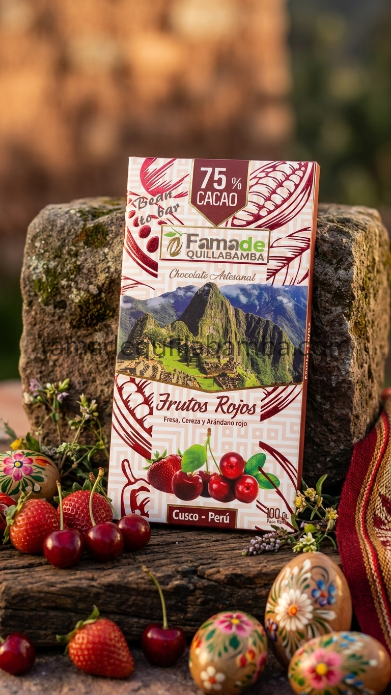 CHOCOLATE 75% - Chocolate con Frutos Rojos - Barra 100g - Vista 5
