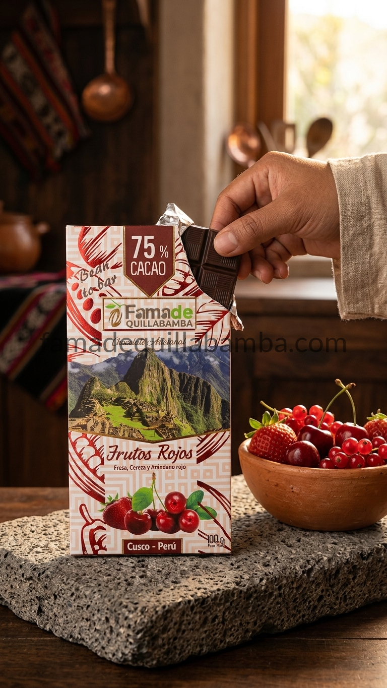 CHOCOLATE 75% - Chocolate con Frutos Rojos - Barra 100g - Vista 6